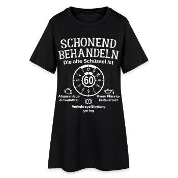 Schonend Behandeln 60. Geburtstag Alte Schüssel 60 - Frauen T-Shirt-Kleid - Schwarz - Vorne