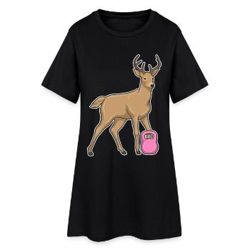 Bodybuilder Cerf Bodybuilding avec haltères - Robe T-shirt Femme - noir - Devant