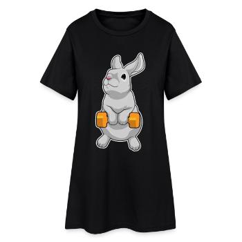 Culturiste Bunny Bodybuilder avec haltères - Robe T-shirt Femme - noir - Devant