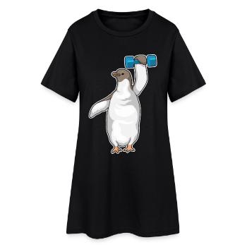 Penguin Bodybuilder Bodybuilding avec haltères - Robe T-shirt Femme - noir - Devant
