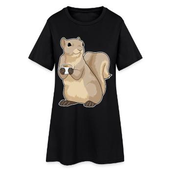 Tasse de café Écureuil - Robe T-shirt Femme - noir - Devant