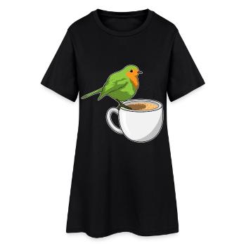 Tasse à café Bird - Robe T-shirt Femme - noir - Devant