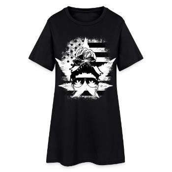 Feuille de chanvre Hemp Woman Lunettes noir blanc - Robe T-shirt Femme - noir - Devant