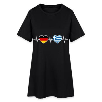 Allemand Grec Allemand Grec Deux Cœurs ECG - Robe T-shirt Femme - noir - Devant