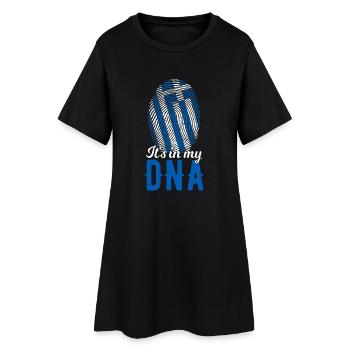 Greece DNA Greek Flag Fingerprint - Women’s T-Shirt Dress - black - Front