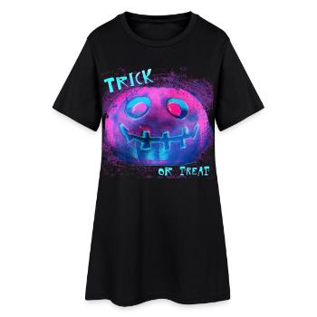 Neon Kürbis Trick Or Treat - Frauen T-Shirt-Kleid - Schwarz - Vorne