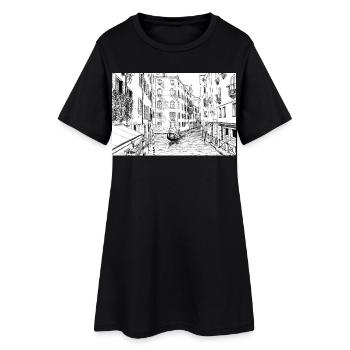 Venise - Robe T-shirt Femme - noir - Devant