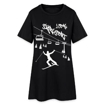 Station de ski Je viens ! - Robe T-shirt Femme - noir - Devant