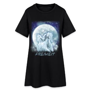 Pferde Mädchen Freiheit - Frauen T-Shirt-Kleid - Schwarz - Vorne