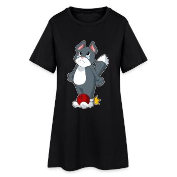 Boule de bowling pour chat - Robe T-shirt Femme - noir - Devant