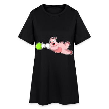 Boule de bowling de cochon - Robe T-shirt Femme - noir - Devant