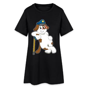 Hund Polizist Polizeimütze Polizei - Frauen T-Shirt-Kleid - Schwarz - Vorne