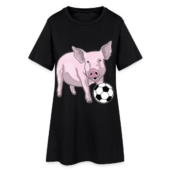 Pig Football Player Football - Women’s T-Shirt Dress - black - Front