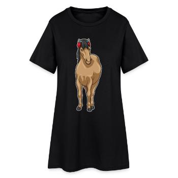 Casque de cheval Musique - Robe T-shirt Femme - noir - Devant