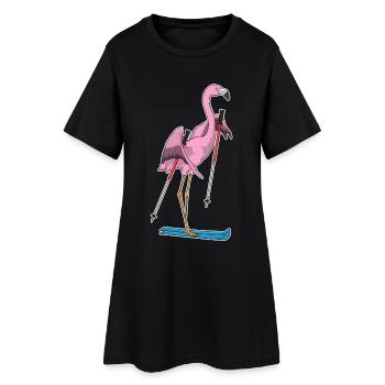 Flamingo Skier Ski - Robe T-shirt Femme - noir - Devant