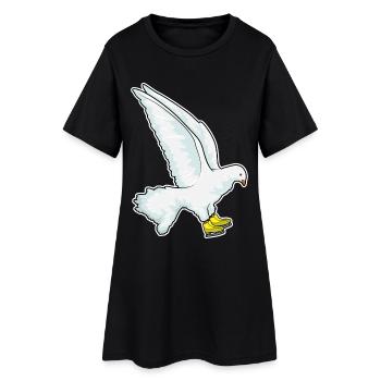 Taube Eislaufen Schlittschuhe - Frauen T-Shirt-Kleid - Schwarz - Vorne