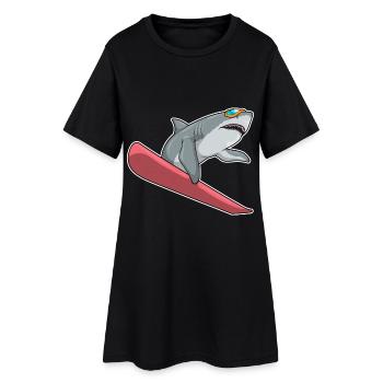 Snowboarder Requin Snowboard - Robe T-shirt Femme - noir - Devant