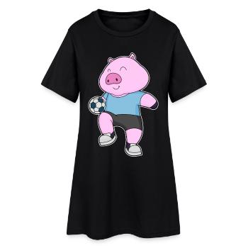 Pig Football Player Football - Women’s T-Shirt Dress - black - Front