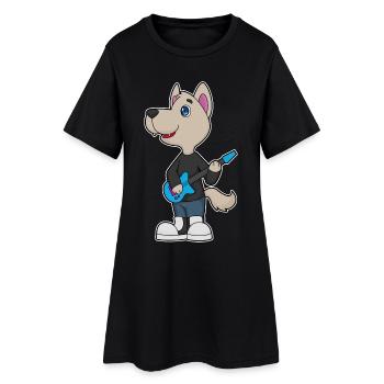 Chien Musicien Guitare Musique - Robe T-shirt Femme - noir - Devant