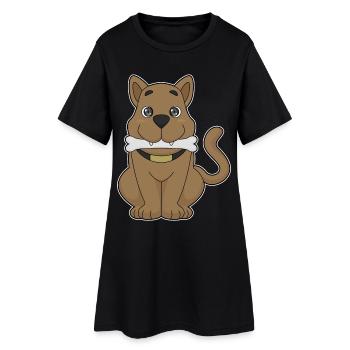 Hund Knochen - Frauen T-Shirt-Kleid - Schwarz - Vorne