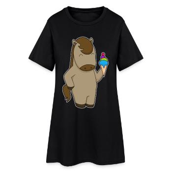 Gaufrier à cheval - Robe T-shirt Femme - noir - Devant