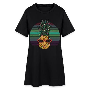 Rétro Ananas String of Lights Cadeau de Noël - Robe T-shirt Femme - noir - Devant