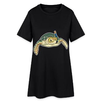 Plongée en snorkeling pour plongeurs de tortue - Robe T-shirt Femme - noir - Devant