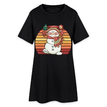 Chapeau de Noël Bonhomme de neige Cadeau de Noël - Robe T-shirt Femme - noir - Devant