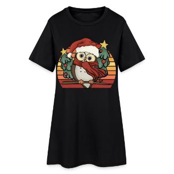 Mignon chouette de Noël Cadeau de chouette de Noël - Robe T-shirt Femme - noir - Devant