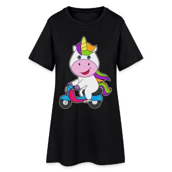 Scooter Licorne - Robe T-shirt Femme - noir - Devant