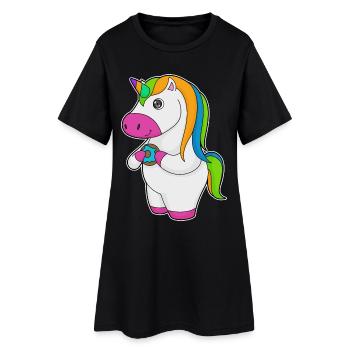 Beignet licorne - Robe T-shirt Femme - noir - Devant
