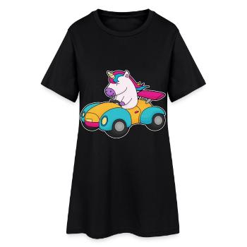 Voiture Licorne - Robe T-shirt Femme - noir - Devant