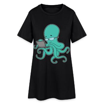 Ordinateur portable Octopus - Robe T-shirt Femme - noir - Devant