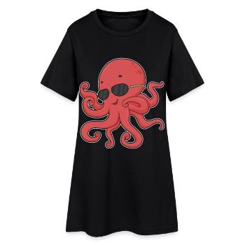 Octopus Sunglasses - Women’s T-Shirt Dress - black - Front