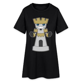Schachfigur Turm Schach - Frauen T-Shirt-Kleid - Schwarz - Vorne