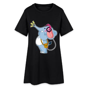 Musique casque Elephant - Robe T-shirt Femme - noir - Devant