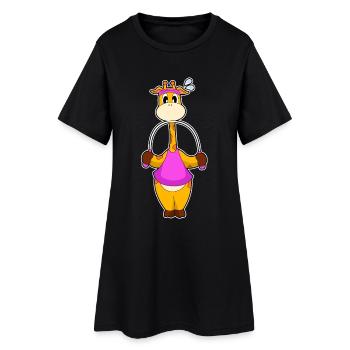 Giraffe Jumping Rope Skipping Rope Fitness - Women’s T-Shirt Dress - black - Front