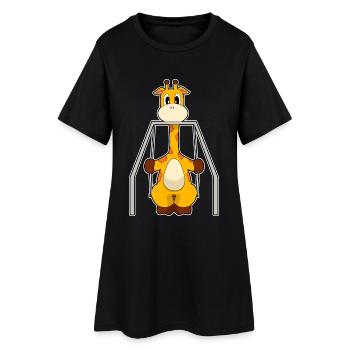 Giraffe Schaukel - Frauen T-Shirt-Kleid - Schwarz - Vorne