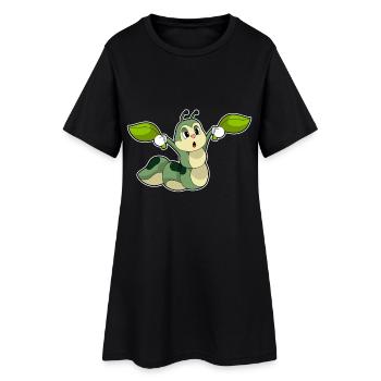 Feuilles de chenille - Robe T-shirt Femme - noir - Devant