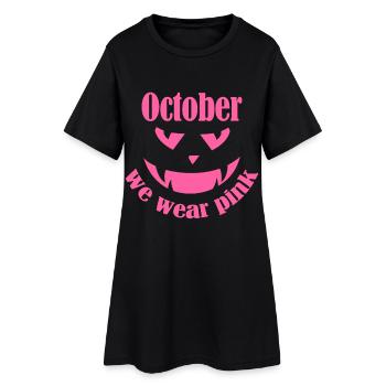 Octobre nous portons la citrouille rose d’Halloween - Robe T-shirt Femme - noir - Devant
