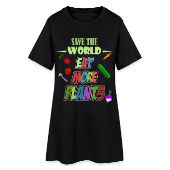 Sauvez le monde mangez plus de plantes! Végétalien - Robe T-shirt Femme - noir - Devant