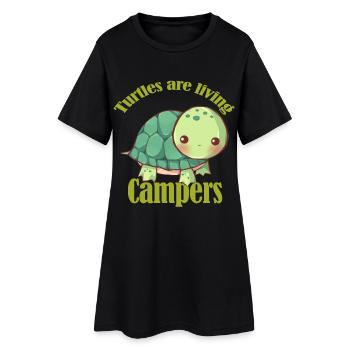 Schildkröten sind lebende Wohnwagen - Frauen T-Shirt-Kleid - Schwarz - Vorne