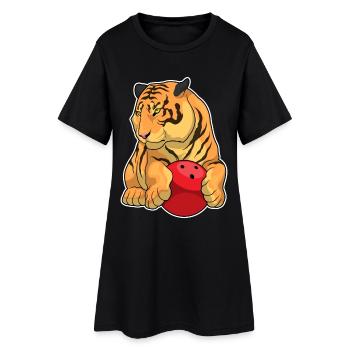 Boule de bowling Tiger Bowling - Robe T-shirt Femme - noir - Devant