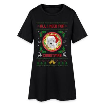 Tout ce dont j’ai besoin pour Noël est mon chien Noël moche - Robe T-shirt Femme - noir - Devant