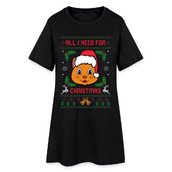 Tout ce dont j’ai besoin pour Noël est mon chat Noël moche - Robe T-shirt Femme - noir - Devant