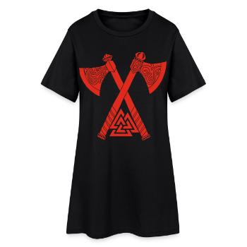 Haches et symbole viking rouge - Robe T-shirt Femme - noir - Devant