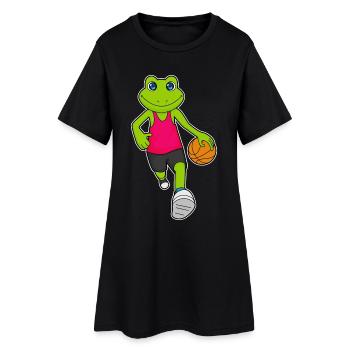 Frosch Basketballspieler Basketball - Frauen T-Shirt-Kleid - Schwarz - Vorne
