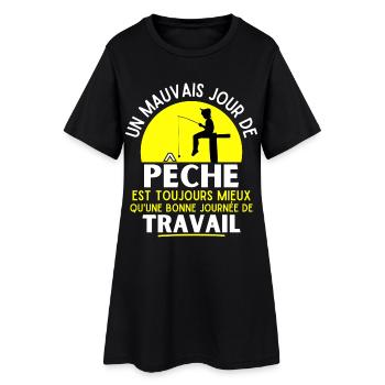 pêche, pêcheur, fan de pêche - Robe T-shirt Femme - noir - Devant
