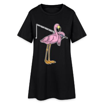 Canne à pêche Flamingo Pêcheur Canne à pêche - Robe T-shirt Femme - noir - Devant