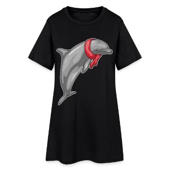 Foulard dauphin - Robe T-shirt Femme - noir - Devant